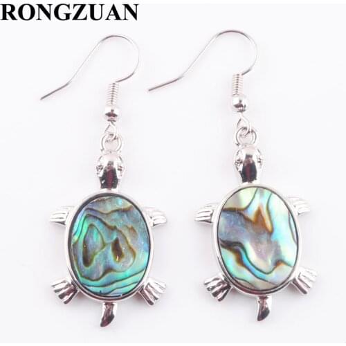 RONGZUAN Earrings Women Natural New Zealand Abalone Shell Turtle Animal Beads Dangle Earrings Pair Jewelry TR3047
