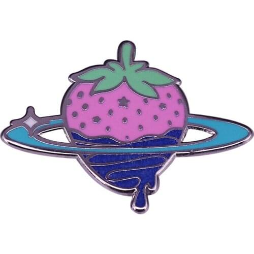 Star-dipped Berry Hard Enamel Pin Dessert Space Galaxy Lovers Funny Flair Addition