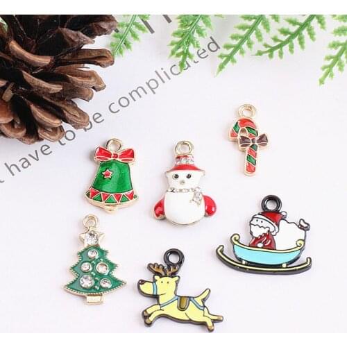 10pcs Diy Jewelry Accessories Elk Wholesale Candy Earrings Material Alloy Metal Ear Korea Santa Claus Snowman Christmas Women