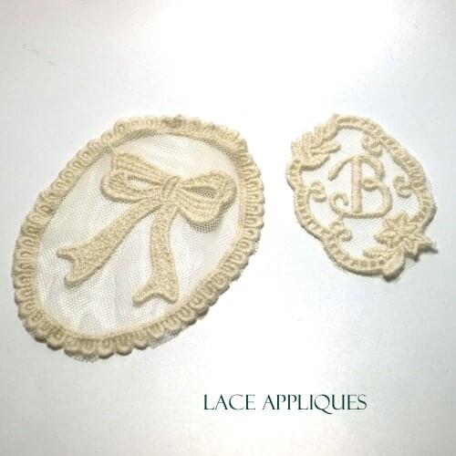 2pc/lot Water-soluble embroidery lace bowknot patches for clothing cute appliques parche DIY lace parches clothes accessories