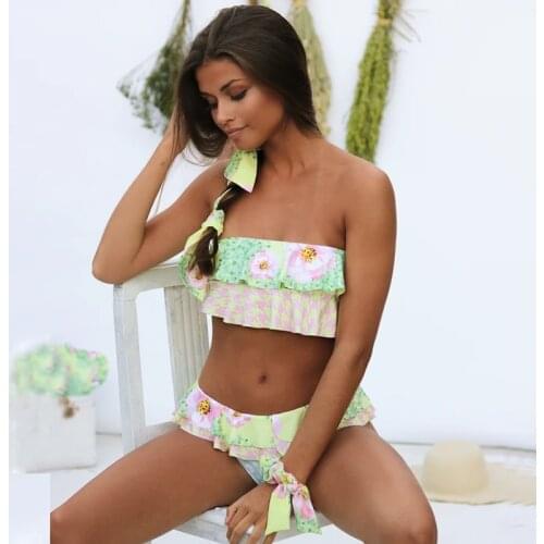 2021 New Sexy Bikini Women Swimwear Push Up Swimsuit Ruffle Bikini Bathing Suit Biquinis Summer Beach Wear Female
