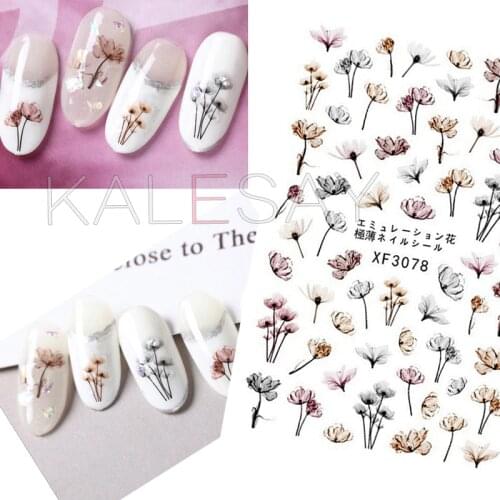 DIY 3D Dandelion Nail Stickers for Design Mum 3D Lotus Nail Art Decals Adhesive Sticker for Manicure Transfer Foil Wraps Daisy