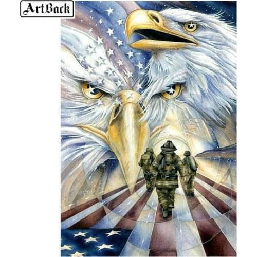 5d diy diamond painting eagle USA flag soldier 3d full drill square diamond embroidery crystal mosaic home decoration