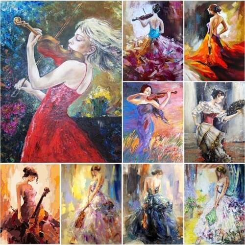 Diamond Painting Full Drill Violin Woman Diamond Embroidery Abstract Portrait Rhinestones Mosaic Cross Stitch Kit DIY Handmade