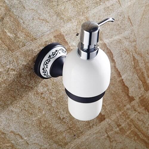 Europe Brass Liquid Soap Dispenser Antique Ceramic Container Bottle With Silver Finish Bathroom Products