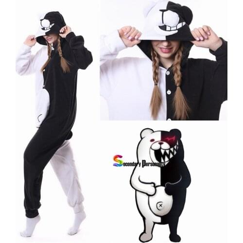 Hot Anime Danganronpa Monokuma Cosplay Pajama Adult Unisex Onesie Kumamon Monokuma Gloomy Bear Sleepwear Pyjamas