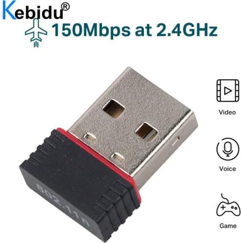 Kebidu 150Mbps USB Wifi LAN Adapter External Network Card Wi-Fi USB Wireless Receiver Dongle For PC Laptop Computer RTL8188EU