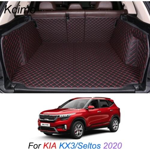 Leather Car Trunk Mat For KIA KX3 Seltos 2020 Cargo Liner Trunk Floor Pad Carpet Car Accessories