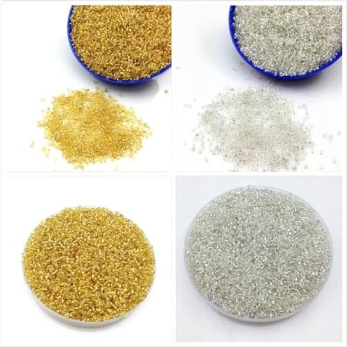 16g 1000pcs 2mm Gold Silver Tone Silver Lined Round Loose Spacer Cezch Glass Seed Beads Handmade Jewelry Making DIY Garment Bead