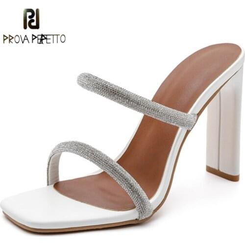 Summer New High-heeled Sandals Womens Word with Square Head Flat Heel Sequin Sandals and Slippers Wear Sexy High-heeled Shoes