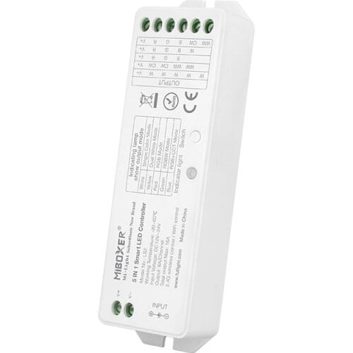 MiBoxer LS2 5 in 1 LED Controller Wireless Control DC12V-24V 15A for Single Color, CCT, RGB,RGBW,RGB+CCT LED Strip