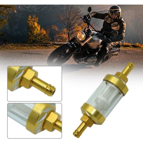 Motorcycle Gas Fuel Gasoline Oil Filter Aluminum Alloy Glass Moto Accessories Universal for ATV Dirt Pit Bike Motocross