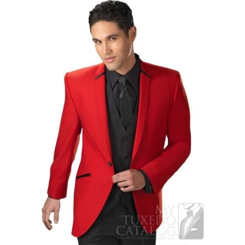 2017 Latest Coat Pant Designs Red Black Wedding Suits for Men Slim Fit 3 Piece Tuxedo Custom Groom Prom Blazer Terno Masculino