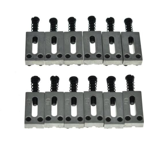 KAISH Set of 6 Stainless Steel Saddles Guitar Bridge Saddle 10.5mm/10.8mm with Black Screws for Strat Tele Guitars