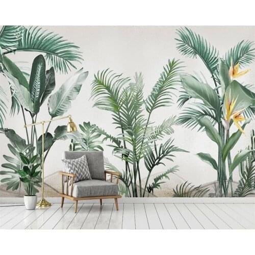 Custom wallpaper mural Nordic hand-painted tropical plants tropical rainforest leaves indoor background wall 3d wallpaper