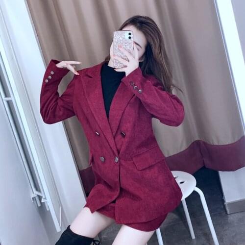 2021 Autumn And Winter Corduroy Women Suits With Skirts Office Clothes Fashion Loose Casual Femme Clothes 2 Piece Sets