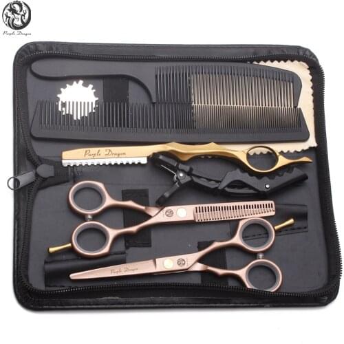 Suit 5.5" 16cm Z1104 Rose Gold Purple Dragon Professional Hairderssing Scissors Regular Scissors Thinning Shears Hair Scissors