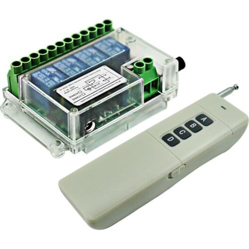 4 channel 10A relay 433mhz DC12V 24V RADIO frequency receiver and wireless remote control 4 relay wireless output