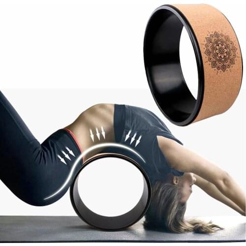 Rubber Yoga Wheel Professional PP Pilates Wheel Waist Shape Thickening Fitness Exercise Yoga Wheel Cork Massage Back Tool