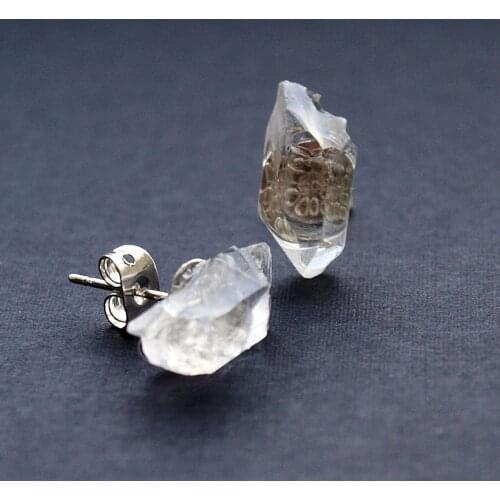 Raw Quartz Chunk Earrings, Geo Earrings, Rock Stud Earrings, Crystal Earrings