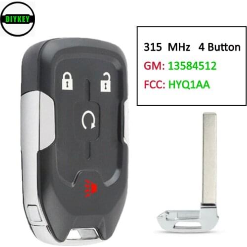 DIYKEY GM: 13584512 Smart Key Replacement Remote 4Button FOB for 2017 2018 2019 2020 GMC TERRAIN ACADIA 315MHZ FCC: HYQ1AA