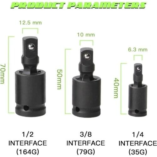 1PC Universal Adjustable Joint Socket 1/4" 3/8" 1/2" Pneumatic Universal Joint Set Ratchet Angle Extension Bar Socket Adapte