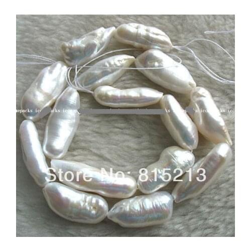 Wb 0079 WOW! freshwater pearl white biwa reborn keshi 15" natur