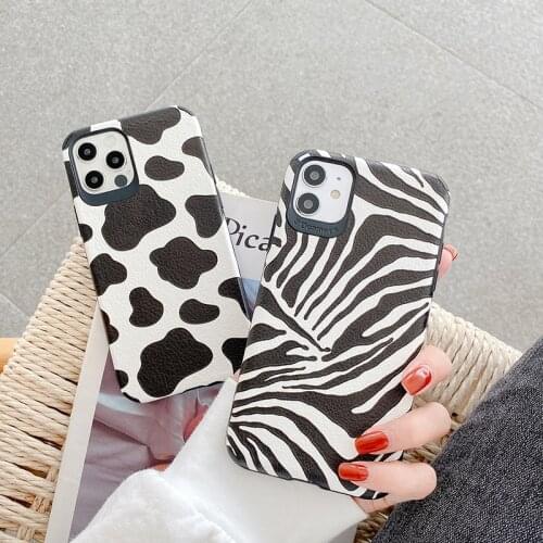 High quality Anti-fall Lambskin Milk pattern soft phone case for apple iphone 7 8 Plus X XS XR MAX 11 Pro 12 MiNi SE Zebra cover