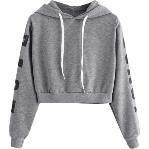 WomenS Short Hoodies Autumn Long Sleeve Hooded Sweatshirt Letters Pullover Hoodie Tops 2021 New Толстовка Женская