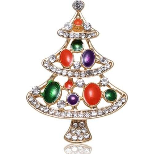2021 New Christmas Tree Brooches For Women Rhinestone Inlay Fashion Jewelry Festival Brooch Pins Gift Winter Coat Cap Brooches