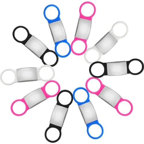 4/8/12pcs/lot Stainless Steel Dog Cat ID Tag On Collar Custom Engraved Pet Nameplate Tags With Tensile Rubber For Pets Collar