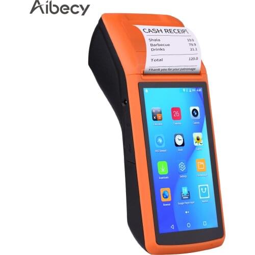 Aibecy Android Mobile POS Terminal Handheld PDA Printer All in One 58mm Receipt Printer 1D 2D Barcode Scanner GPS/BT/3G/WiFi/OTG