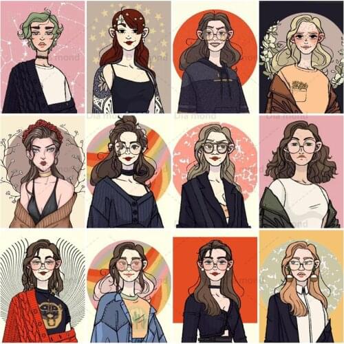 5D DIY Diamond Painting Cartoon Girl Full Square/round Diamond Embroidery Comic Portrait Handmade Mosaic Home Decoration