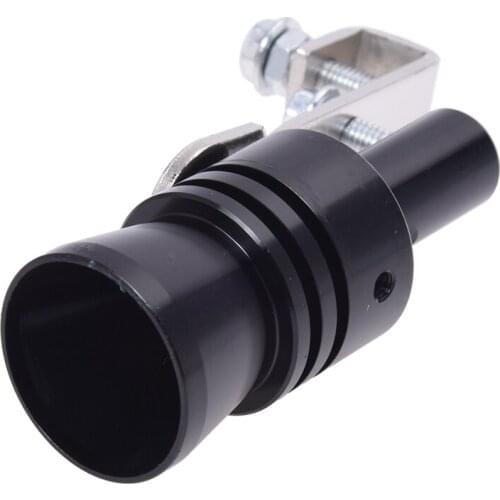 Aluminum Turbo Sound Whistle Exhaust Pipe Tailpipe BOV Blow-off Valve Simulator Black (Size XL)