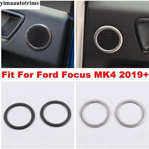 Car Door Speaker Stereo Sound Ring Decoration Cover Kit Trim Stainless Steel Interior Accessories For Ford Focus MK4 2019 - 2021