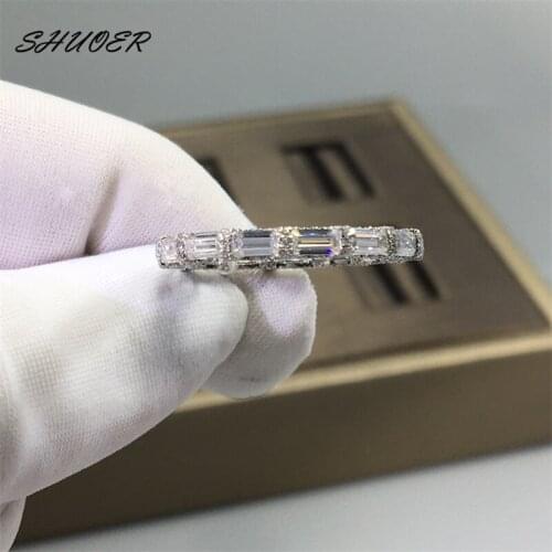 Classic 18K White Gold 1 Carat Pass Diamond Tester Brilliant Cut D Color Moissanite Queen of Stars Ring Women Wedding Jewelry