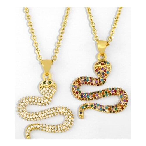 Snake micro pave cz zircon cubic zirconia necklace copper Clavicle gold plated Snake Chain Choker Pendant rt2f