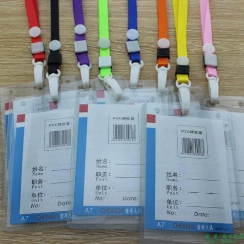 Plastic hook ribbon a7 B2 card case sets lanyard badge work permit card case