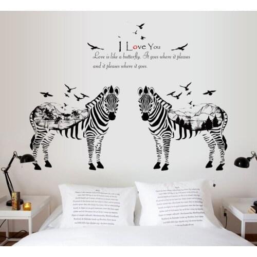 DIY Large Black White Zebra Wall Stickers Home Decor PVC Decals for Living Room Bedroom Kids Walls Art Decoration Murals
