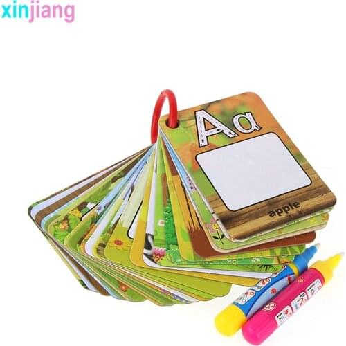 English Alphabet Water Drawing Cards Painting Boards & 2 Pens Water Coloring Card Early Educational Toys for Kids