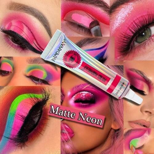 HANDAIYAN 12 Colors Matte Neon Eyeshadow High Pigment Easy to apply Yellow Pink Eye Shadow Dust Summer Matte Eyeshadow Cream