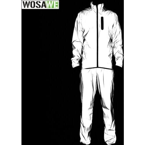 Full Reflective Cycling Jacket Set Windproof Bike Bicycle Jacket Clothing Night Visible Slightly Waterproof Running Jacket