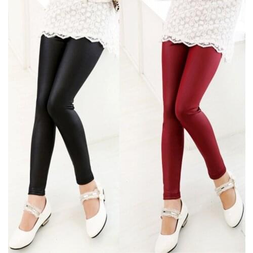 2020 New childrens PU leggings girls stripe spring autumn Casual pencil pants trousers
