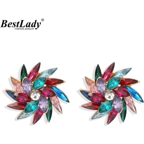 Best Lady Boho Fashion Colorful Windmill Flower Earrings For Women Summer Elegant Stud Earrings Dress Accessories Jewelry Gifts
