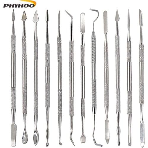 12 Pcs Metal Spatula for Wax Knife Kit Sculpture Tools Blade Dental Knife Carve Pottery Clay Carving Modeling Jewelry Equipment