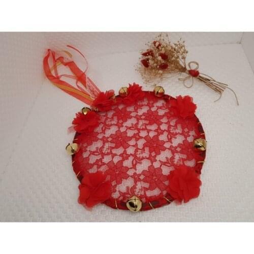 Mega FlowersKırmızı Ruched Zilli bride and Bridesmaids Tambourine 1 Pcs wedding bride mariage хна henna