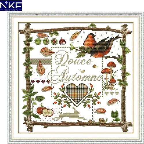 NKF Swallows In Autumn Cross Stitching Handmade Craft Needlework Cross-Stitch Embroidery Kit Cross Stitch for Home Decor