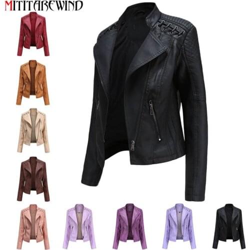 2021 New PU Leather Jacket Women Motorcycle Faux Leather Coat Female Slim Fit Short Jacket Woman Manteau Femme Plus Size S-5XL