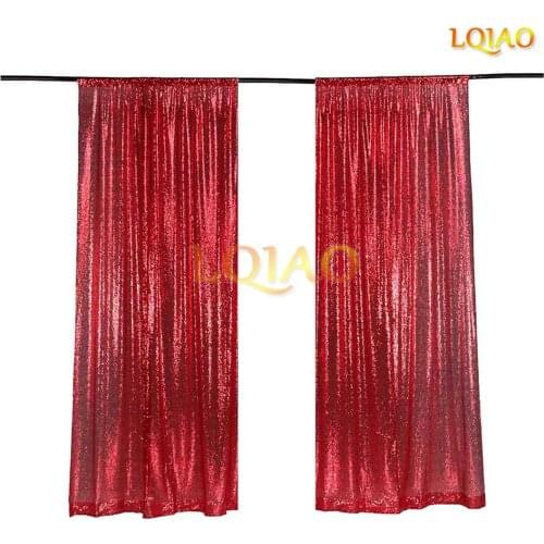 2021 New Fashion 2x8.5ft Glitter Red Sequin Backdrop Party Wedding Photo Booth Background Decoration Curtain Drape Panel
