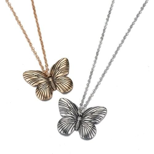 Butterfly Necklace Metal Chain Fashion Jewelry Cute Trend Kpop Accessories Sweet Gift Pendant Necklaces For Girls